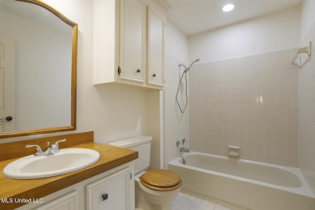 121 Kenbridge Ln, Madison, MS 39110 - full bathroom featuring vanity, toilet, washtub / shower combination, recessed lighting, and tile patterned floors