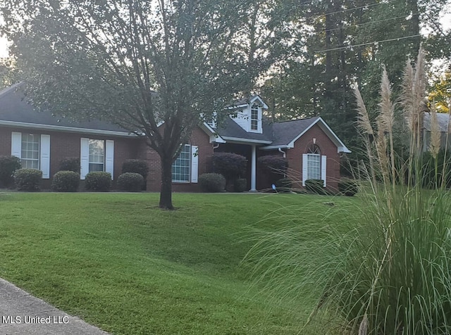 view of front of house with a front lawn