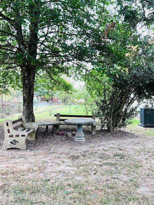 view of yard featuring central AC