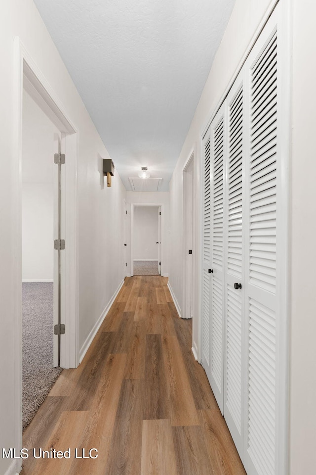 corridor featuring wood-type flooring