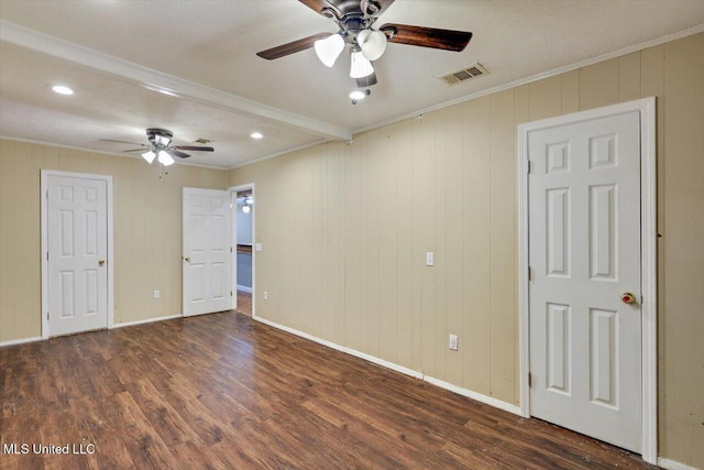 428 Simpson Cir, Mendenhall, MS 39114 - spare room with a ceiling fan, wood finished floors, recessed lighting, crown molding, and baseboards
