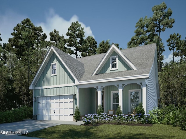 10507 Glade Cv, Gulfport, MS 39503 - view of front facade featuring driveway, an attached garage, covered porch, and roof with shingles