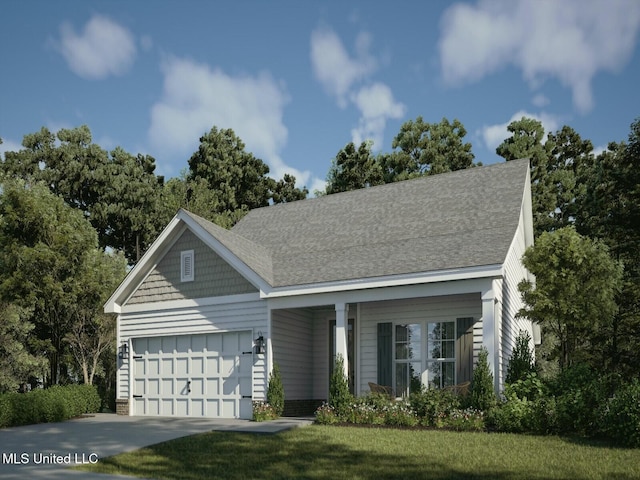 10507 Glade Cv, Gulfport, MS 39503 - view of front of home with a front lawn, concrete driveway, a shingled roof, and an attached garage