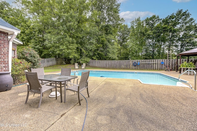 102 Grand Bear Cir, Vicksburg, MS 39183 - view of pool with a patio area, a fenced in pool, a gazebo, and a fenced backyard