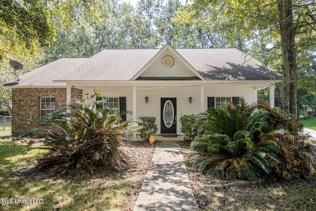 view of front facade featuring covered porch