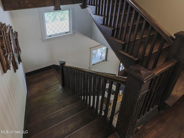 307 Grand Blvd, Greenwood, MS 38930 - staircase with hardwood / wood-style floors