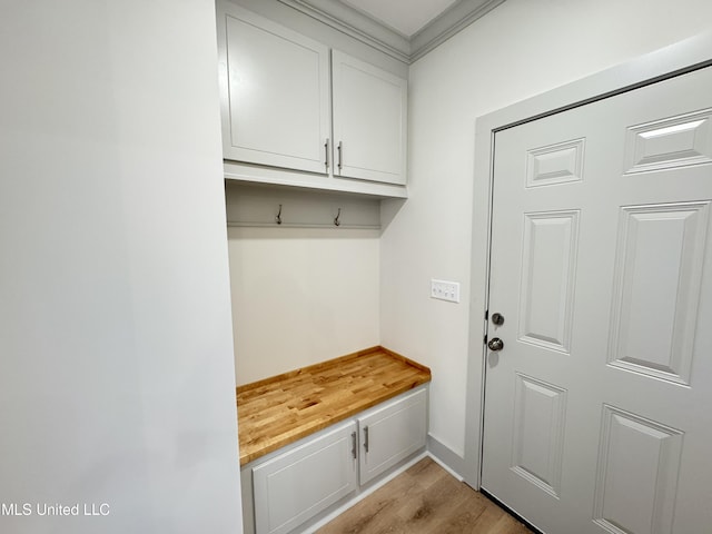 mudroom featuring light wood-style flooring