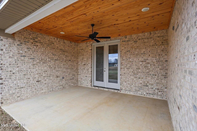 view of patio / terrace featuring french doors and ceiling fan