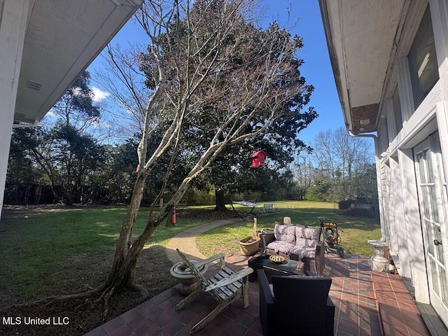 view of patio featuring an outdoor living space