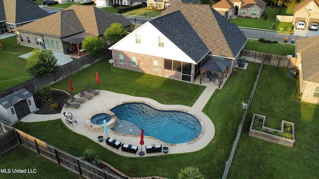 aerial view featuring a residential view