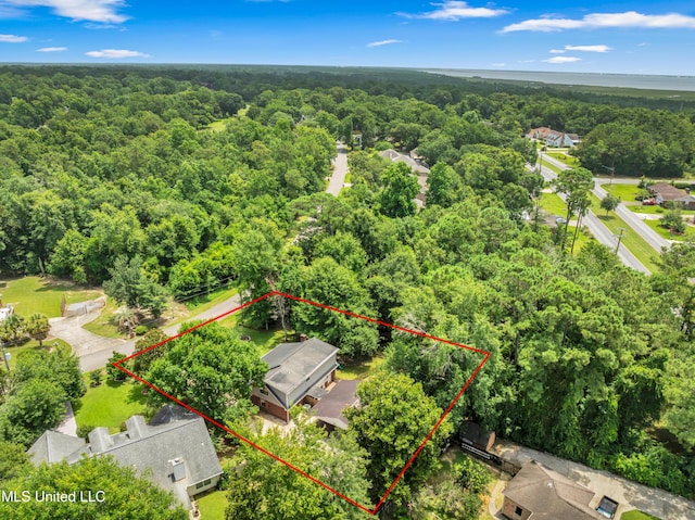 5423 Kaiki Dr, Diamondhead, MS 39525 - aerial view of property's location with a forest and property boundaries highlighted
