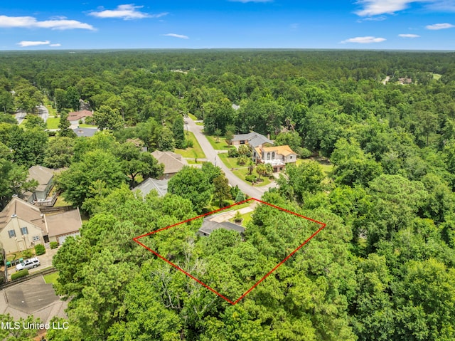 5423 Kaiki Dr, Diamondhead, MS 39525 - aerial perspective of suburban area with a forest and property boundaries highlighted