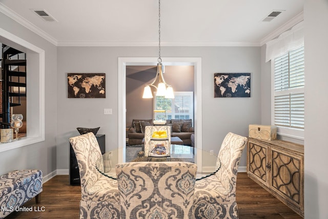 4424 Rebekah Dr, Olive Branch, MS 38654 - dining space featuring dark wood-style flooring, ornamental molding, and baseboards