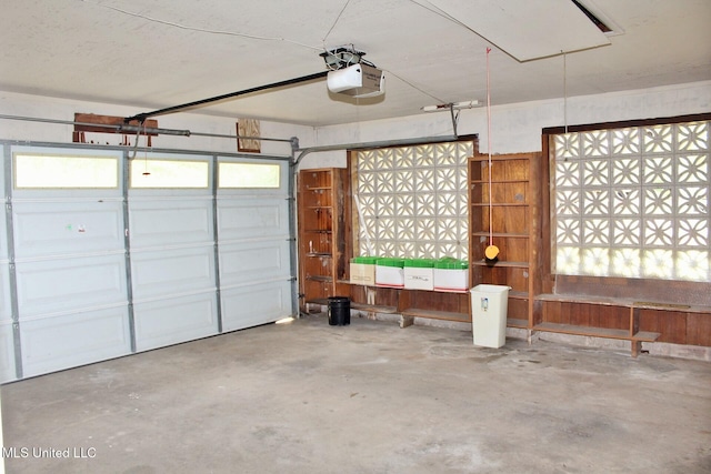 garage with a garage door opener