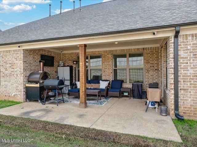 view of patio / terrace featuring grilling area and an outdoor hangout area