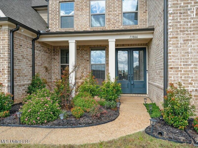 view of exterior entry with french doors