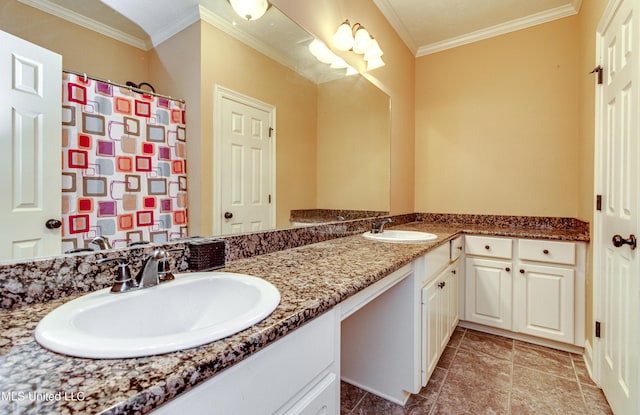 bathroom featuring vanity and crown molding