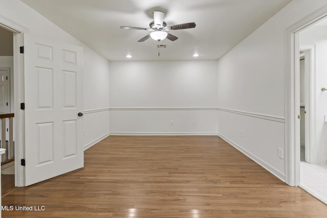13 Highland Meadows Dr, Jackson, MS 39211 - unfurnished room featuring a ceiling fan, wood finished floors, and recessed lighting