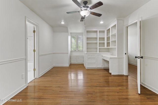 13 Highland Meadows Dr, Jackson, MS 39211 - unfurnished office featuring a ceiling fan, wood finished floors, and recessed lighting