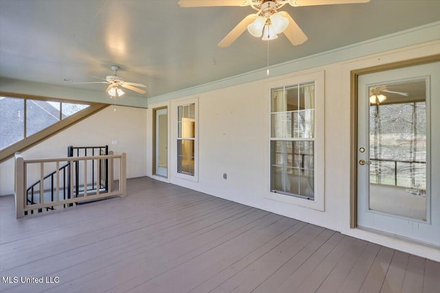 deck featuring a ceiling fan