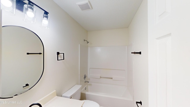 full bathroom featuring vanity, shower / bathtub combination, and toilet