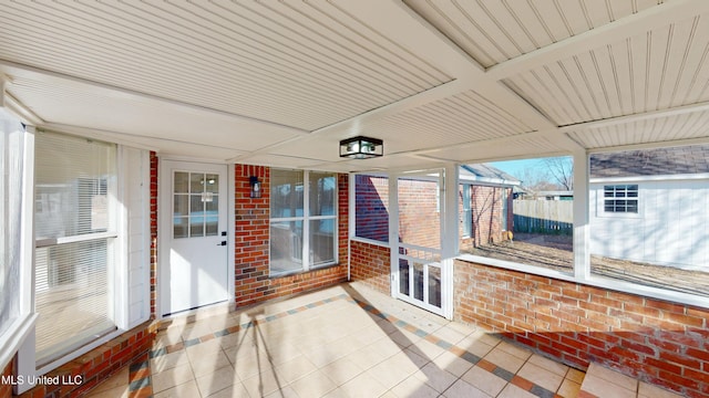 view of unfurnished sunroom