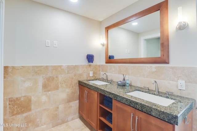 2060 Beach Blvd Unit 1602, Biloxi, MS 39531 - full bath featuring tile walls, double vanity, and recessed lighting