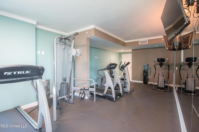 2060 Beach Blvd Unit 1602, Biloxi, MS 39531 - exercise room featuring baseboards and crown molding