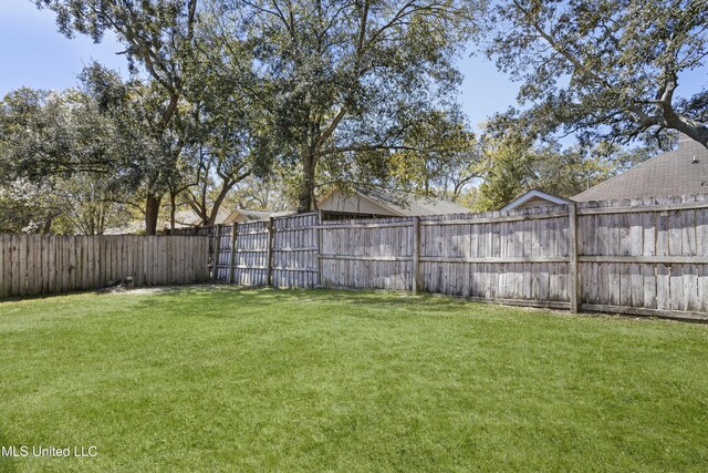 view of yard with a fenced backyard