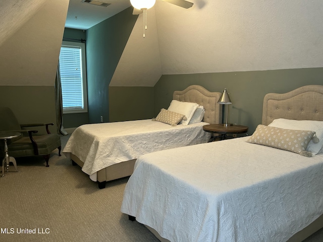 153 Bradfield Rd, Gluckstadt, MS 39110 - carpeted bedroom with vaulted ceiling and ceiling fan