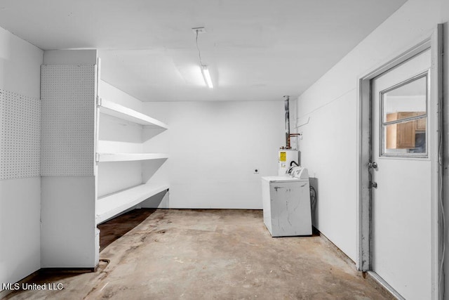 interior space featuring washer / dryer, laundry area, and water heater