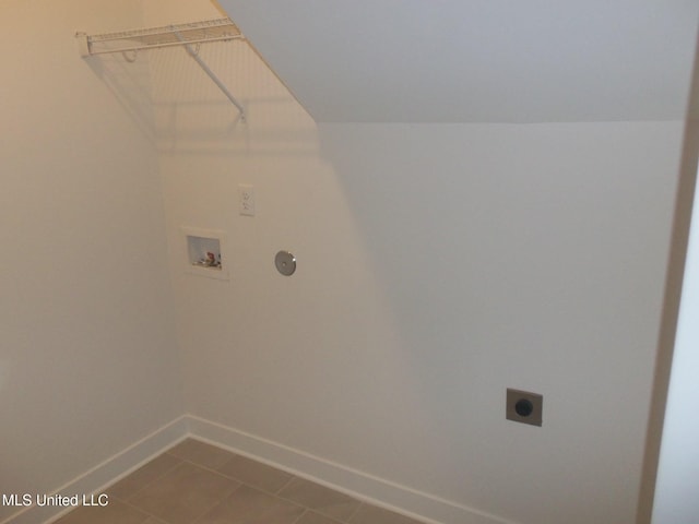 washroom featuring electric dryer hookup, washer hookup, and tile patterned floors