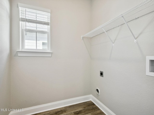 130 Everly Cir, Ocean Springs, MS 39564 - clothes washing area featuring hookup for a washing machine, hookup for an electric dryer, laundry area, wood finished floors, and baseboards