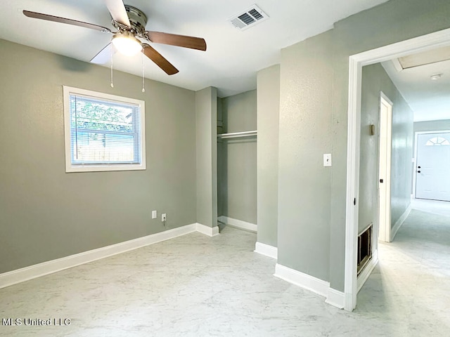 unfurnished bedroom with ceiling fan