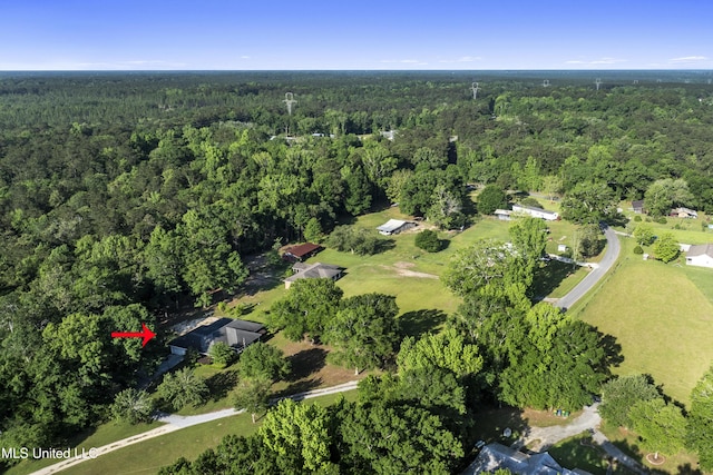 bird's eye view with a view of trees
