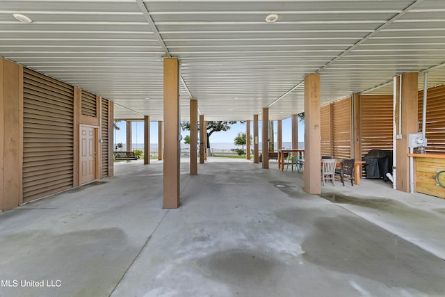 view of patio featuring a grill