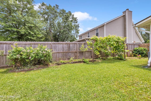 view of yard featuring a fenced backyard