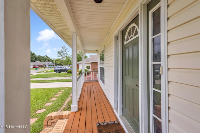 deck featuring covered porch