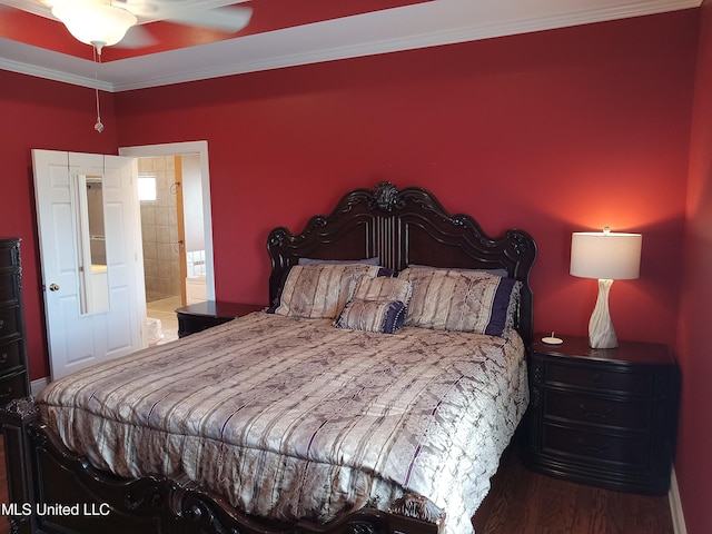 496 Cleveland Crossing Rd, Cleveland, MS 38732 - bedroom with ensuite bath, ornamental molding, and wood finished floors