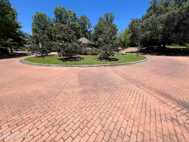 view of property's community featuring a lawn