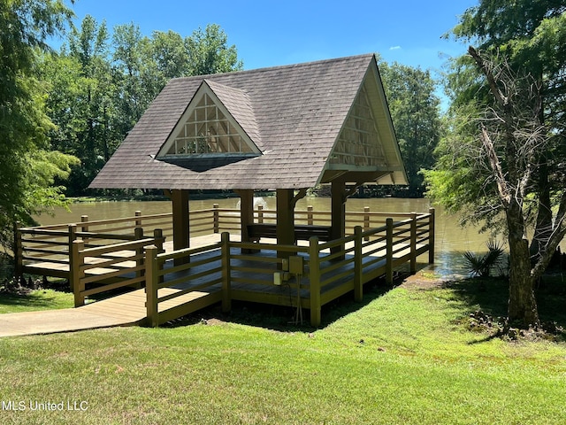 exterior space featuring a yard and a deck