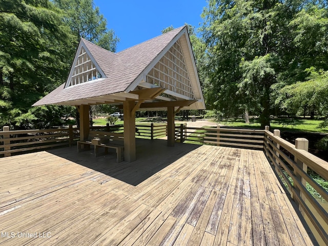 deck featuring a gazebo