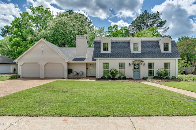 1021 Northpointe Dr, Jackson, MS 39211 - view of front of property featuring a shingled roof, a chimney, an attached garage, a front lawn, and driveway