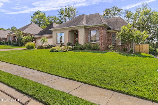 view of front of property featuring a front lawn