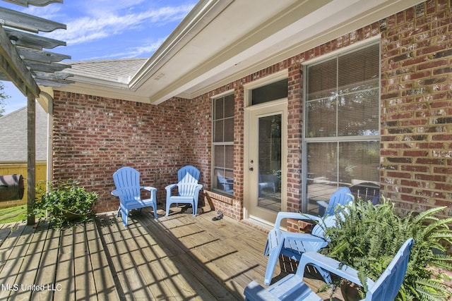 view of patio featuring a wooden deck