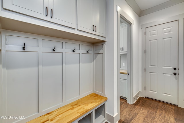 mudroom featuring wood-type flooring