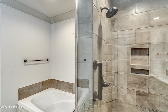 bathroom with plus walk in shower