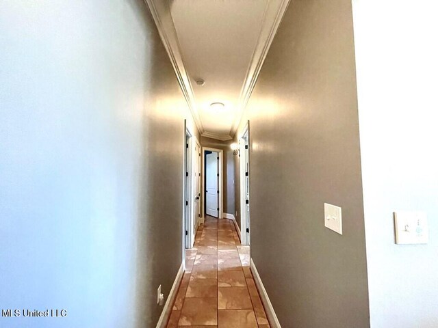 6 Lunker Ln, Poplarville, MS 39470 - corridor featuring crown molding, attic access, and baseboards