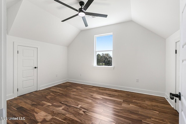 225 Magnolia Ave, Pass Christian, MS 39571 - bonus room featuring ceiling fan, dark wood-style floors, and vaulted ceiling