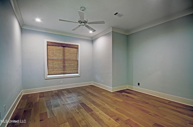 251 Westlake Cir, Madison, MS 39110 - spare room with ornamental molding, wood finished floors, a ceiling fan, and baseboards